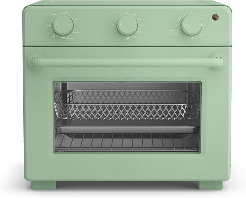 Air Fry Toaster Oven, 7 Preset Cooking Options, Dishwasher-Safe EverGood Coated Trays Included, 60-Minute Auto Shutoff w Audible Timer, Power Indicator Light, 1700 Watt, Oatmilk-xlk